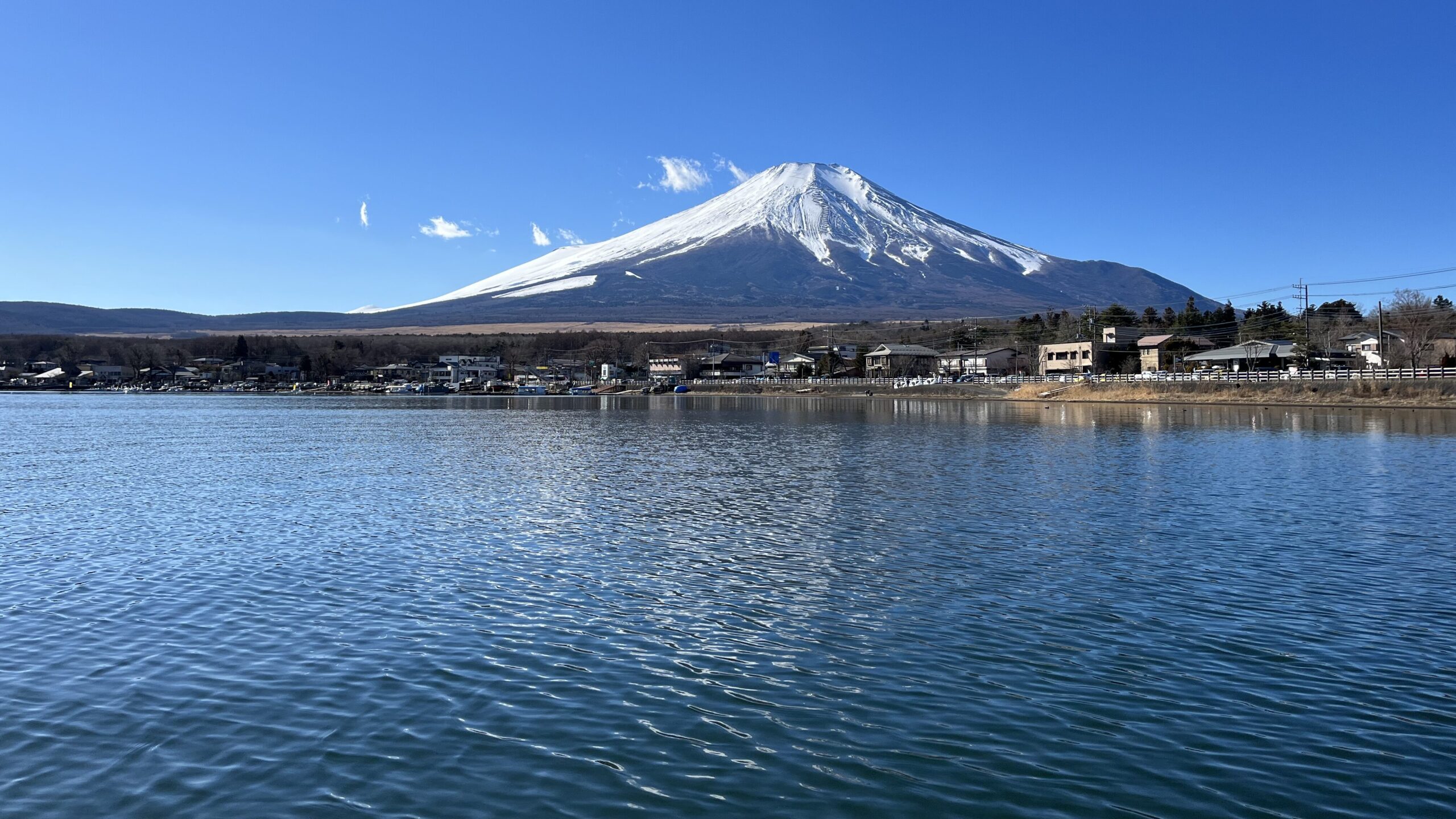 道志の森の年越し冬キャンプで立ち寄った山中湖と富士山